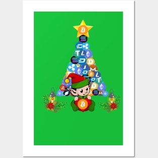 Crypto elf and xmas tree Posters and Art